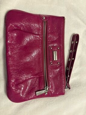 Express Pink Leather Zip Wristlet Clutch